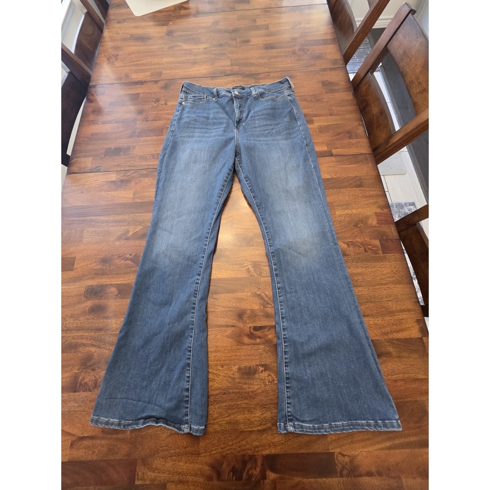 Banana Republic Women's High Rise Flare Jeans Blue Dark Wash, Stretch Size 34